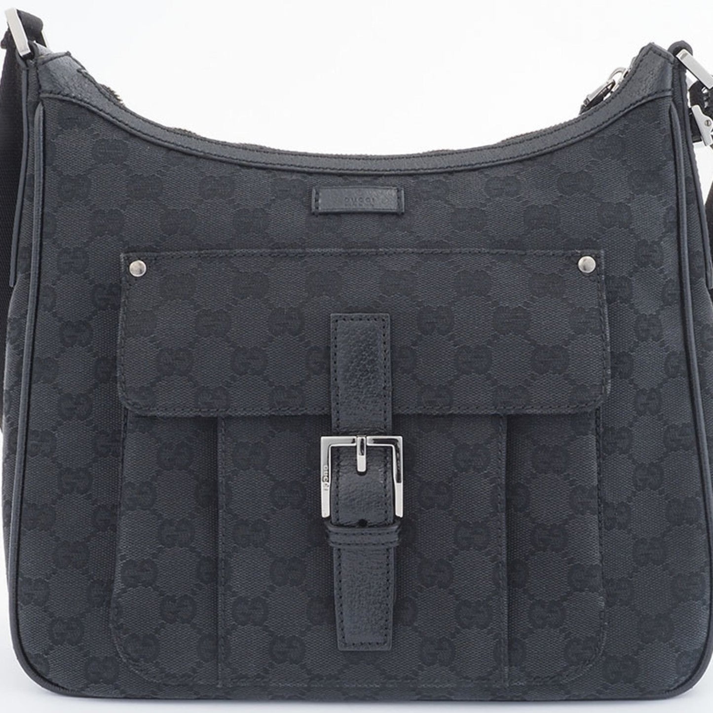 Gucci GG Canvas Shoulder Bag Black 114272 Women's Leather Crossbody GUCCI