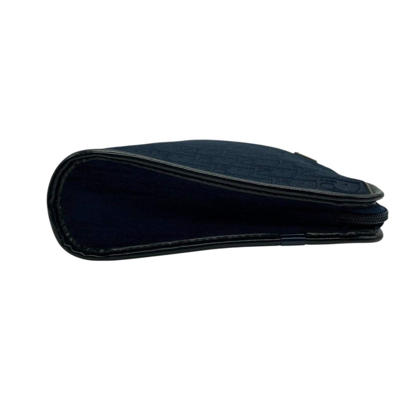 DIOR Christian Dior Trotter Clutch Bag Navy Canvas Gold Hardware Zipper Closure Second Men's Vintage
