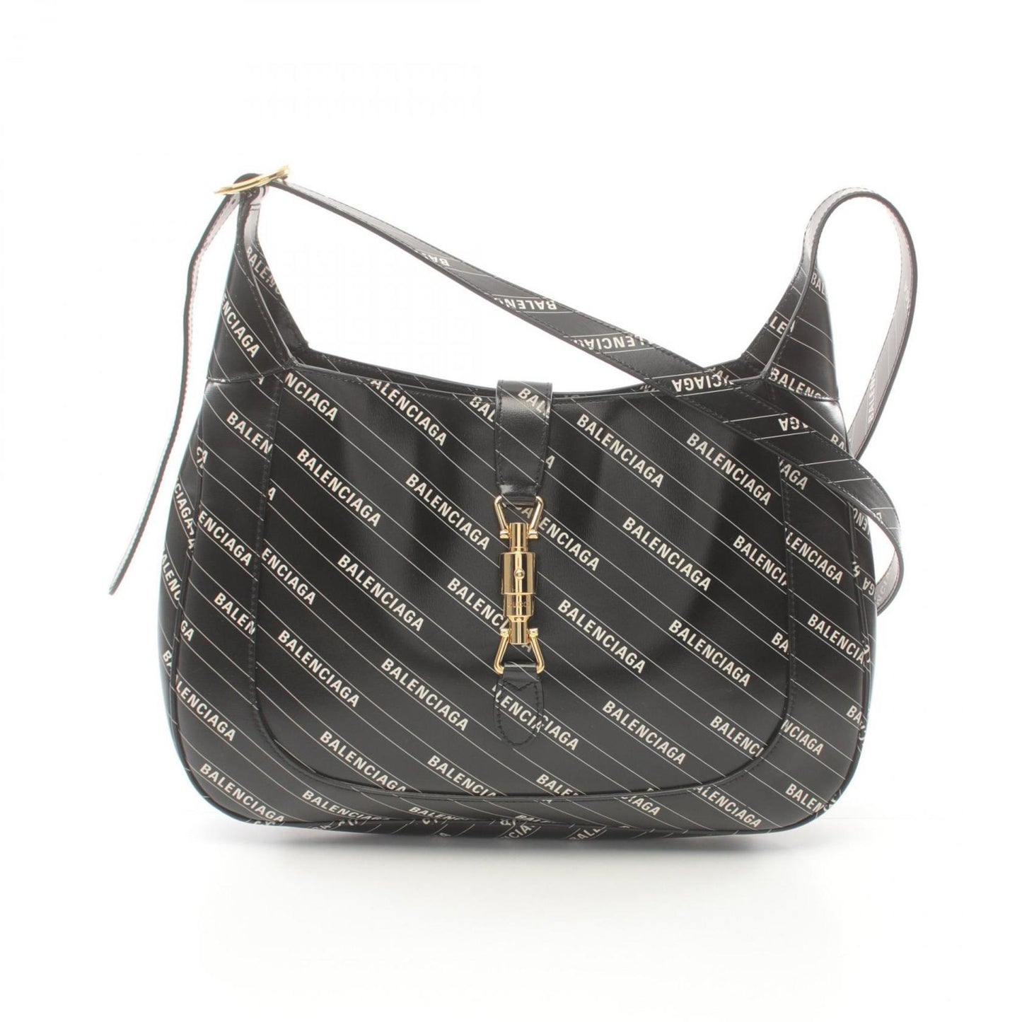 GUCCI BALENCIAGA x Hacker Jackie 1961 Shoulder Bag Leather Women's Black White 636712