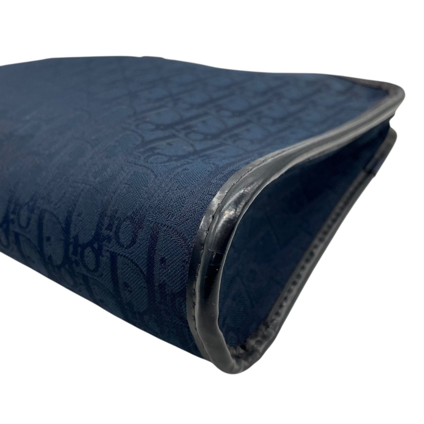 DIOR Christian Dior Trotter Clutch Bag Navy Canvas Gold Hardware Zipper Closure Second Men's Vintage