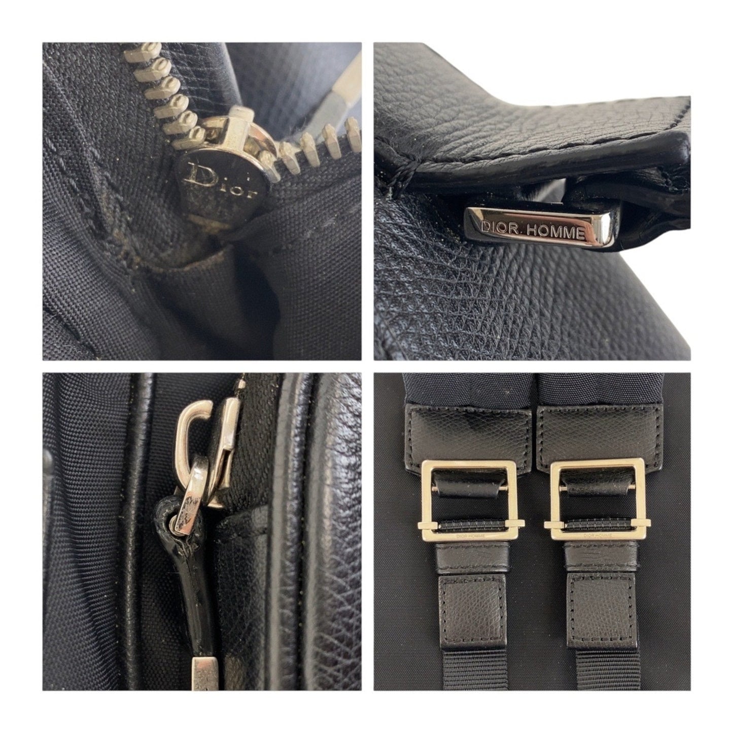 Christian Dior Dior Black Silver Hardware Nylon Leather 03 BO 1105 Backpack Men's