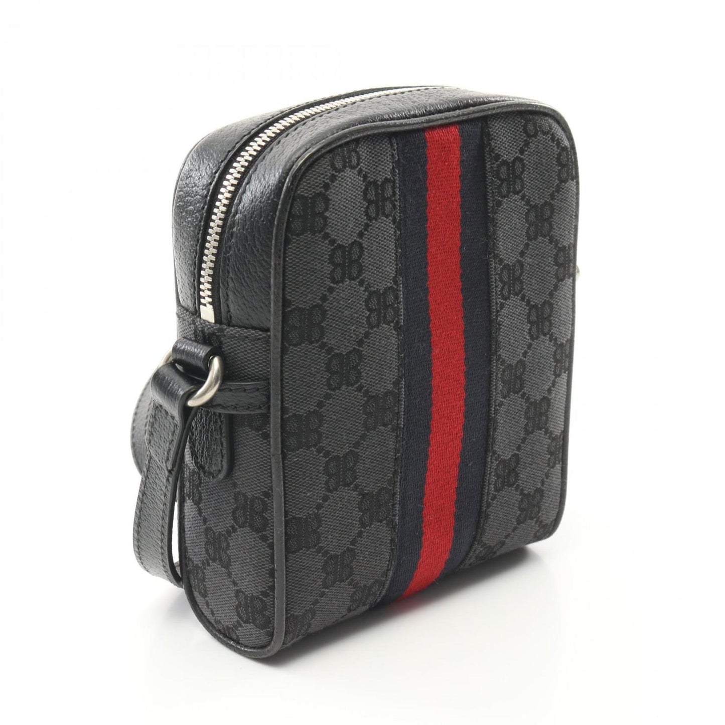 BALENCIAGA x GUCCI Hacker Project Shoulder Bag Canvas Leather Men's Black Multicolor 680129 1000・R