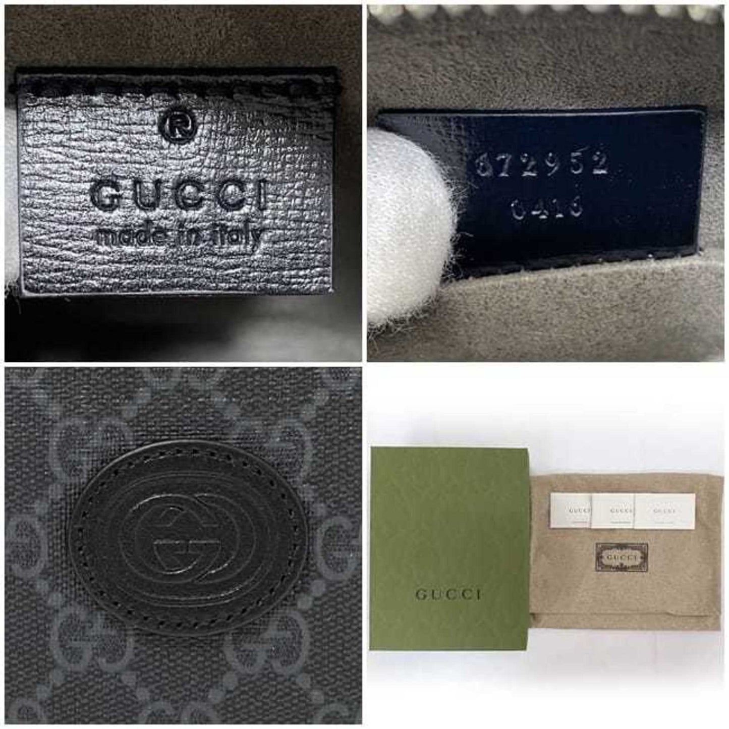Gucci Shoulder Bag f-21810 Black Interlocking 672952 92TCN 1000U PVC Leather 0416 GUCCI Pochette Crossbody GG Supreme Unisex Women Men