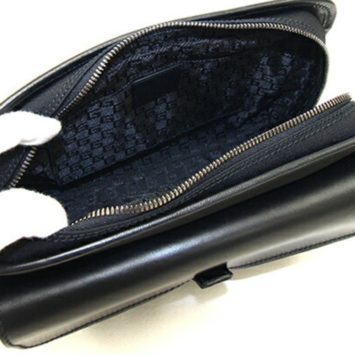 Gucci Second Bag 108844 Black Nylon Canvas Leather Clutch Men's GUCCI