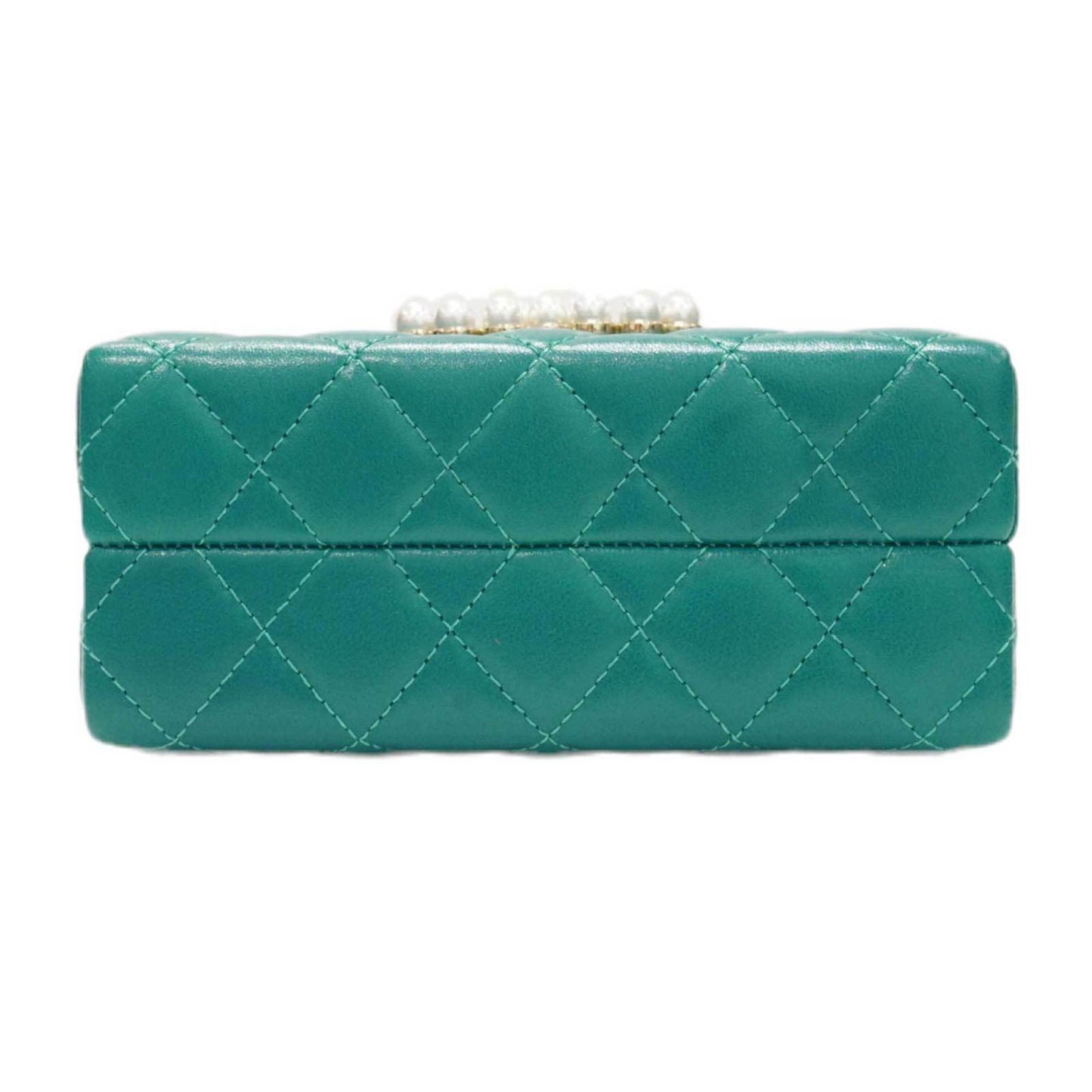CHANEL Chain Clutch AP3452 Shoulder Bag Green Lambskin Women's Men's