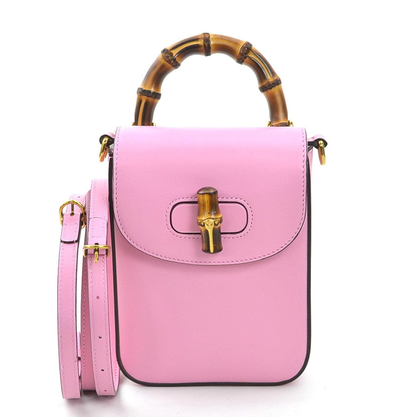 GUCCI Shoulder Bag Backpack Bamboo Leather Pink Gold Women's 702106 e59818a