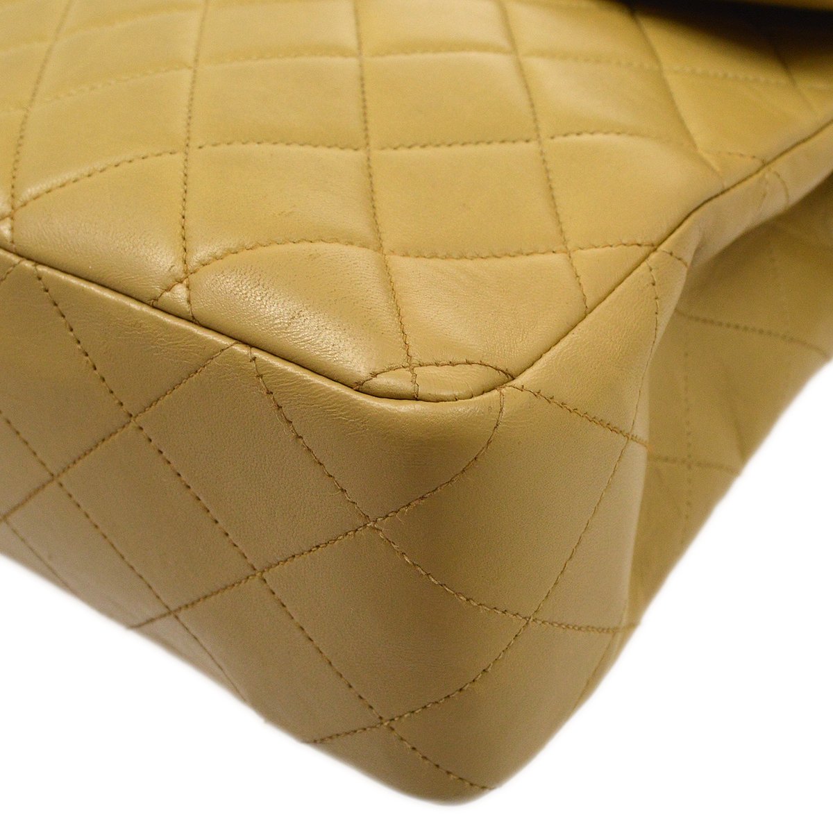 CHANEL 1994-1996 Beige Lambskin Quilted CF Backpack Medium
