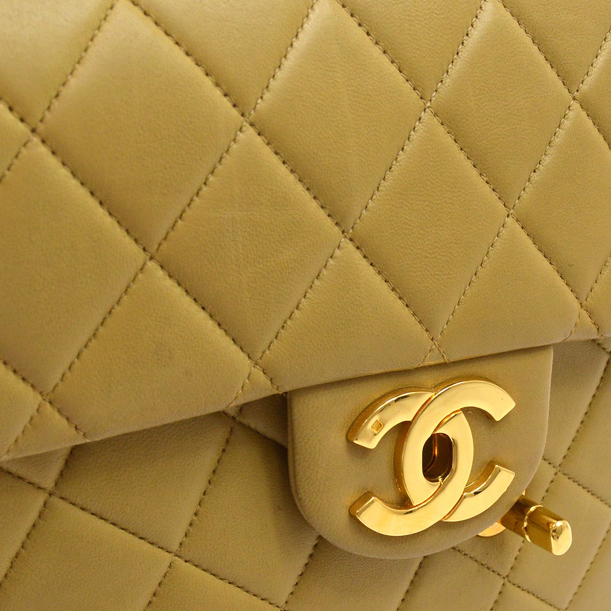 CHANEL 1994-1996 Beige Lambskin Quilted CF Backpack Medium