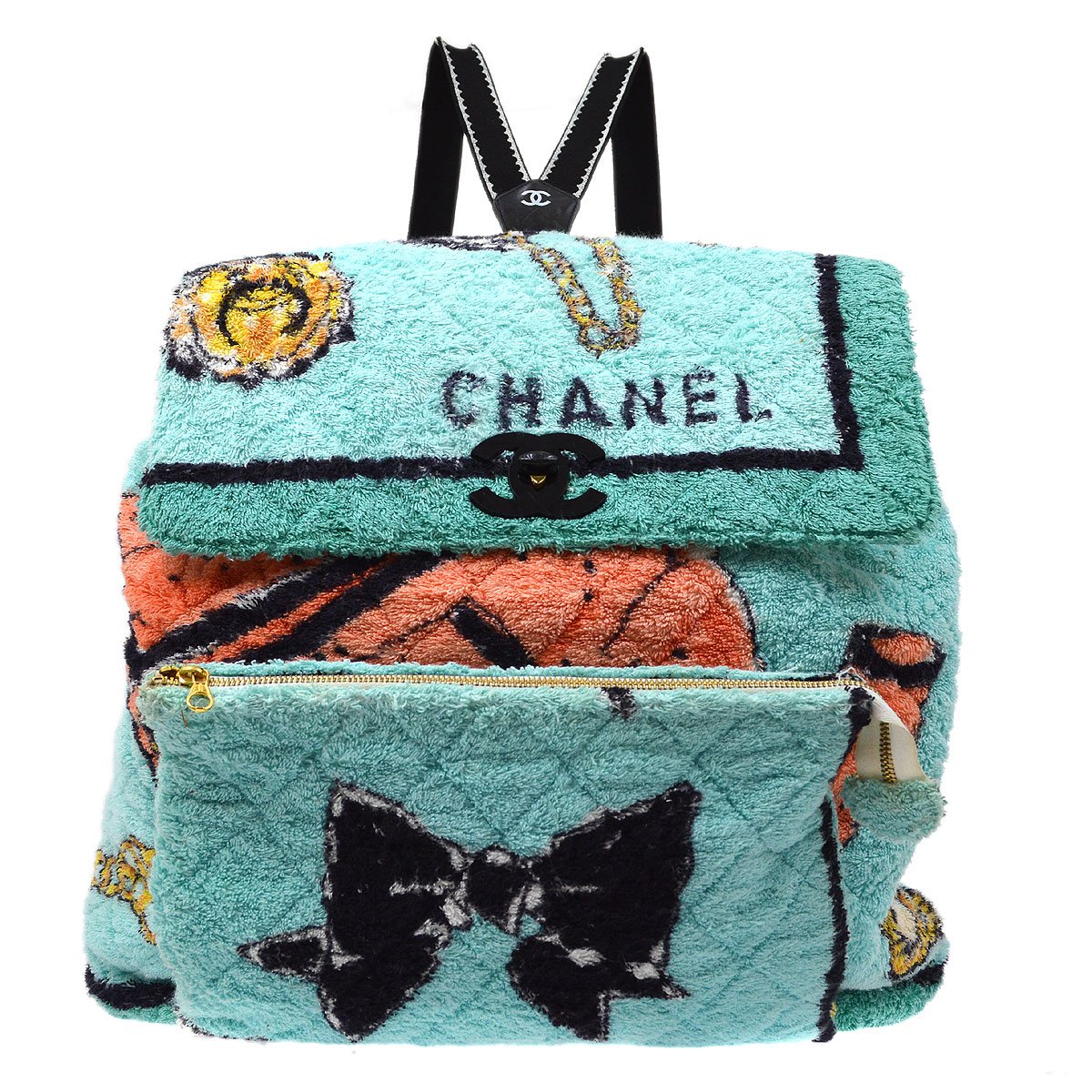 CHANEL 1994 Blue Terry Cloth Quilted Backpack