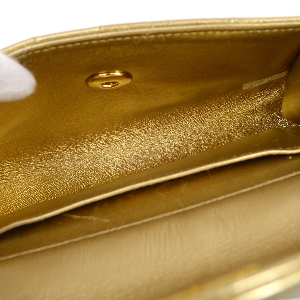 CHANEL 1994-1996 Gold Lambskin Vertical Shoulder Bag