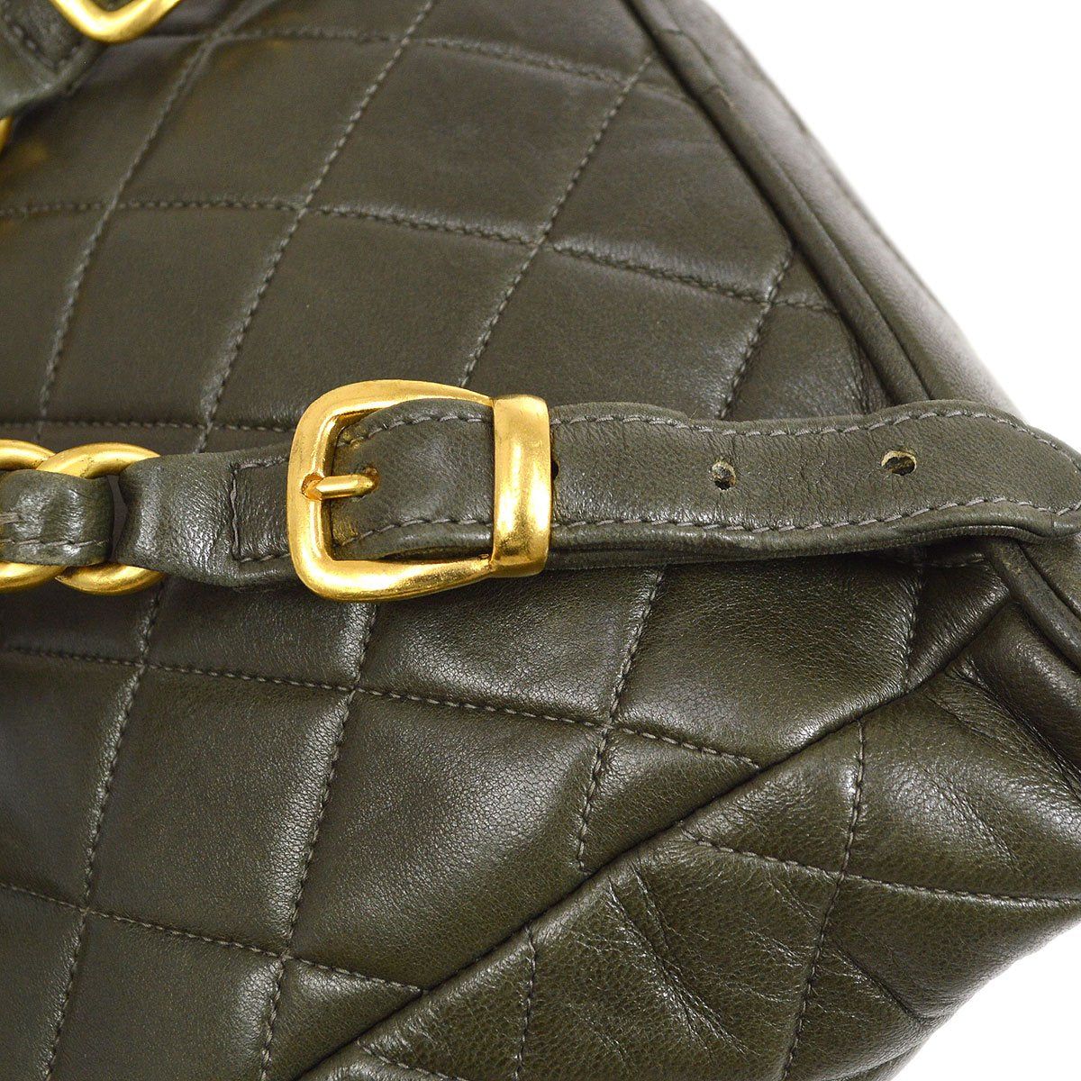 CHANEL 1990s DUMA Backpack Medium Khaki Lambskin