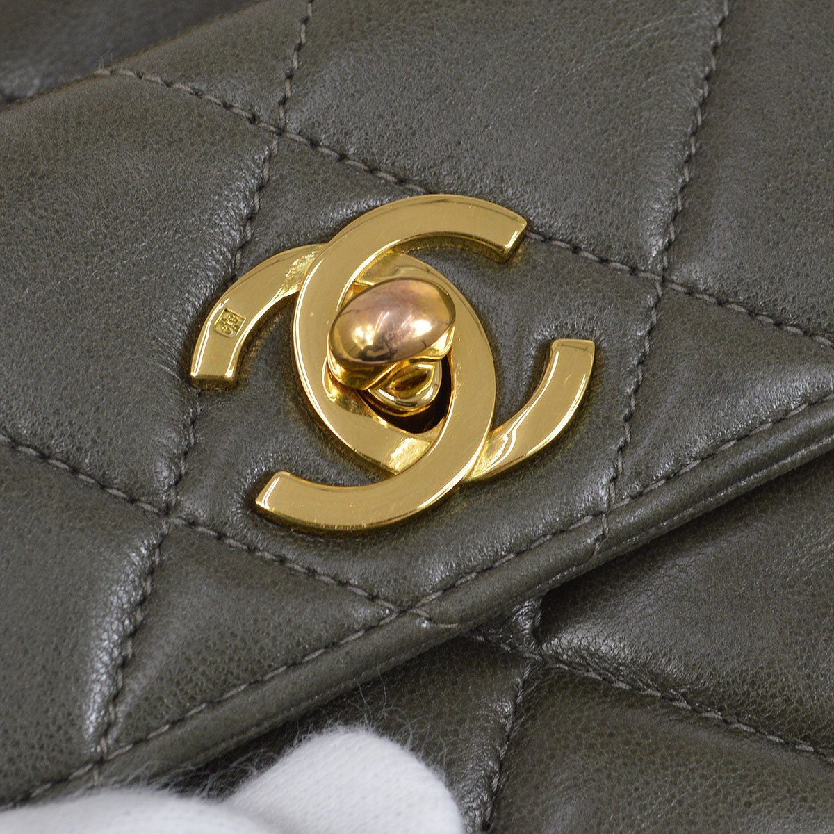 CHANEL 1990s DUMA Backpack Medium Khaki Lambskin