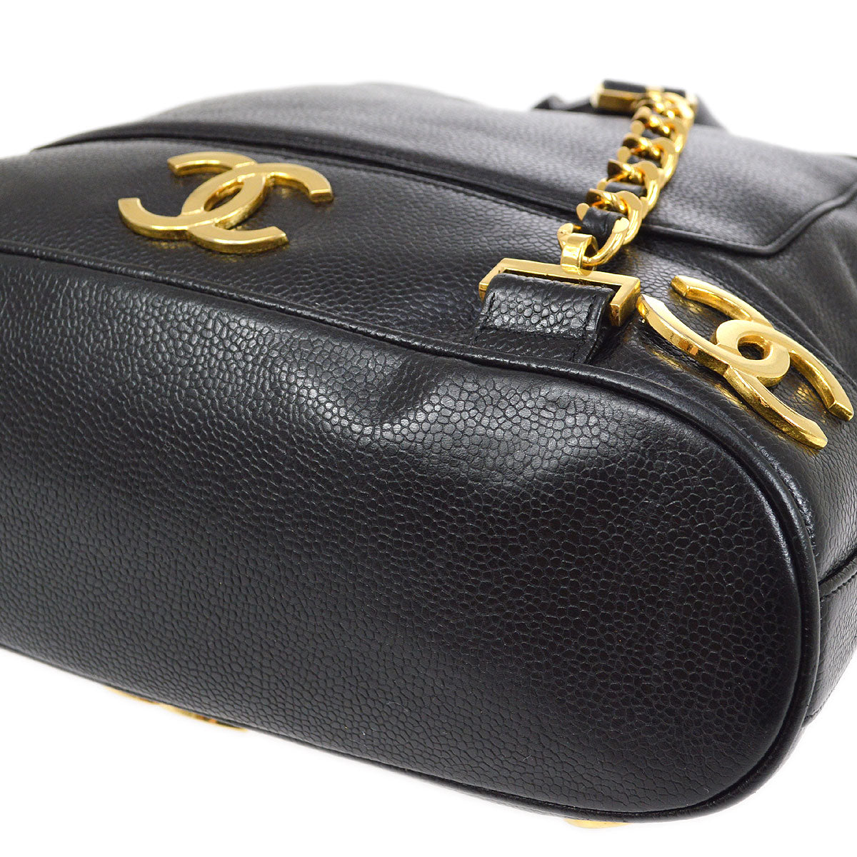 CHANEL 1991-1994 Triple CC Backpack Black Caviar