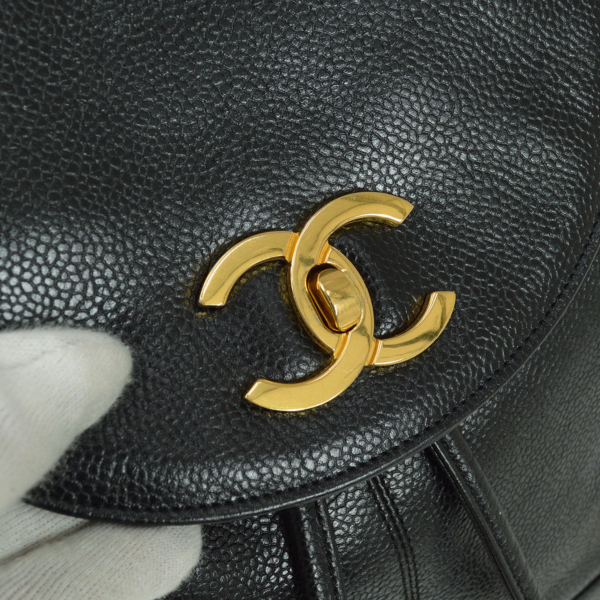 CHANEL 1991-1994 Triple CC Backpack Black Caviar