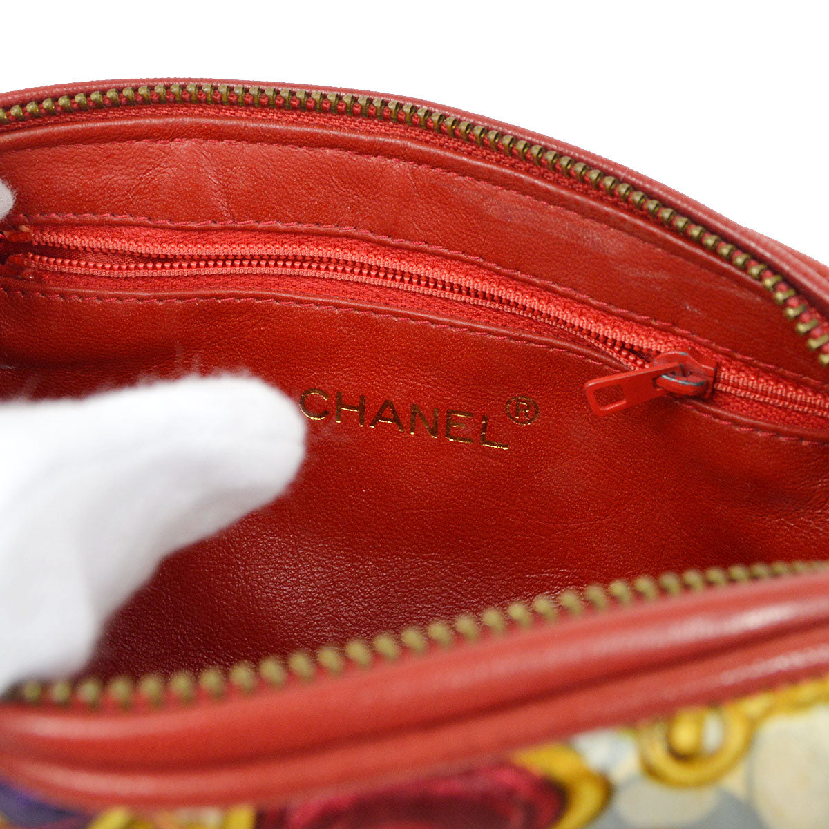 CHANEL 1986-1988 Satin Bijoux-printed oval Shoulder Bag