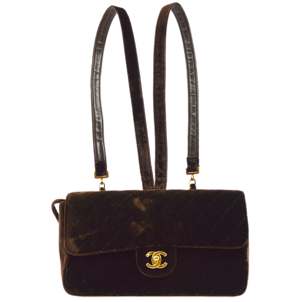 CHANEL 1994-1996 Brown Velvet Classic Flap Backpack Medium