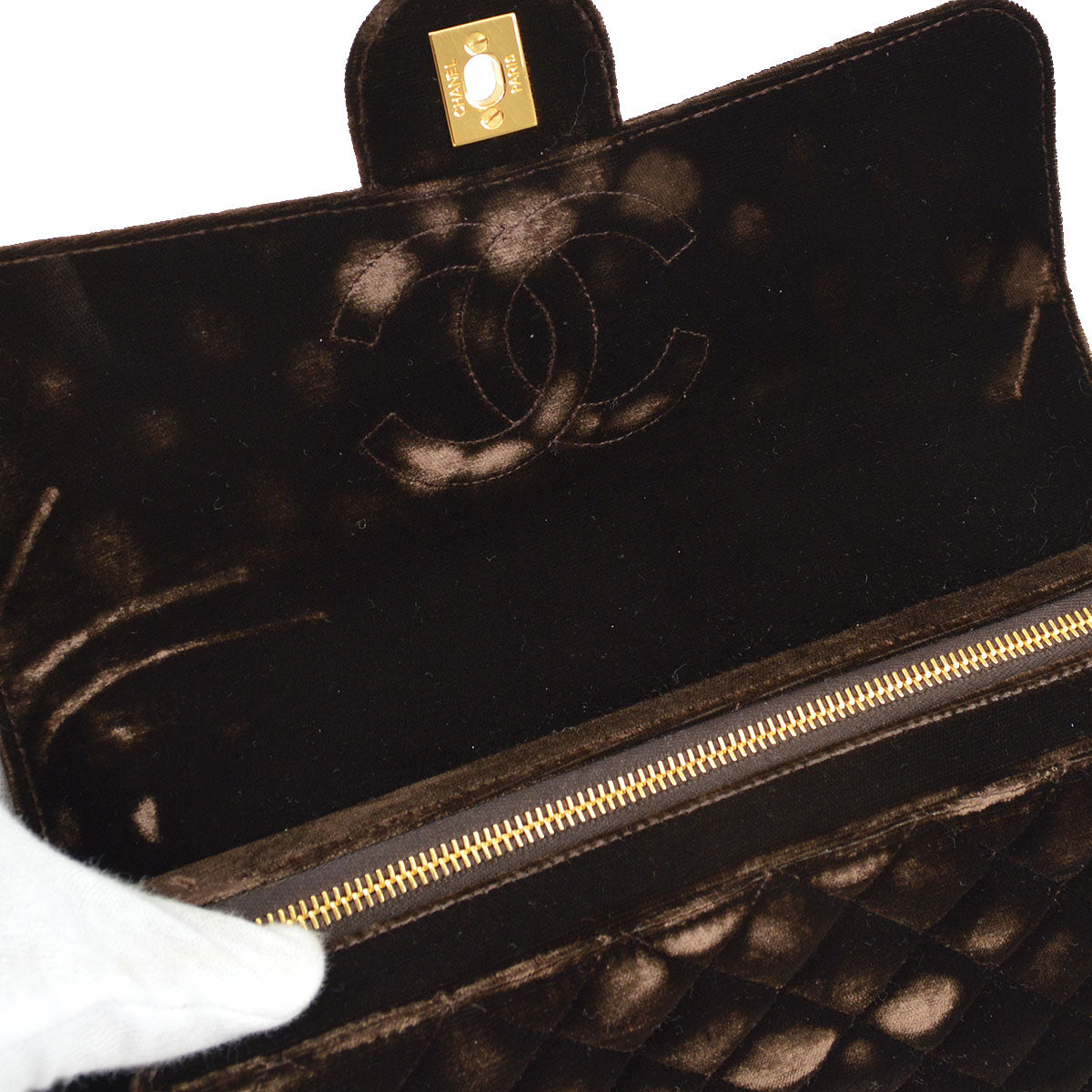 CHANEL 1994-1996 Brown Velvet Classic Flap Backpack Medium