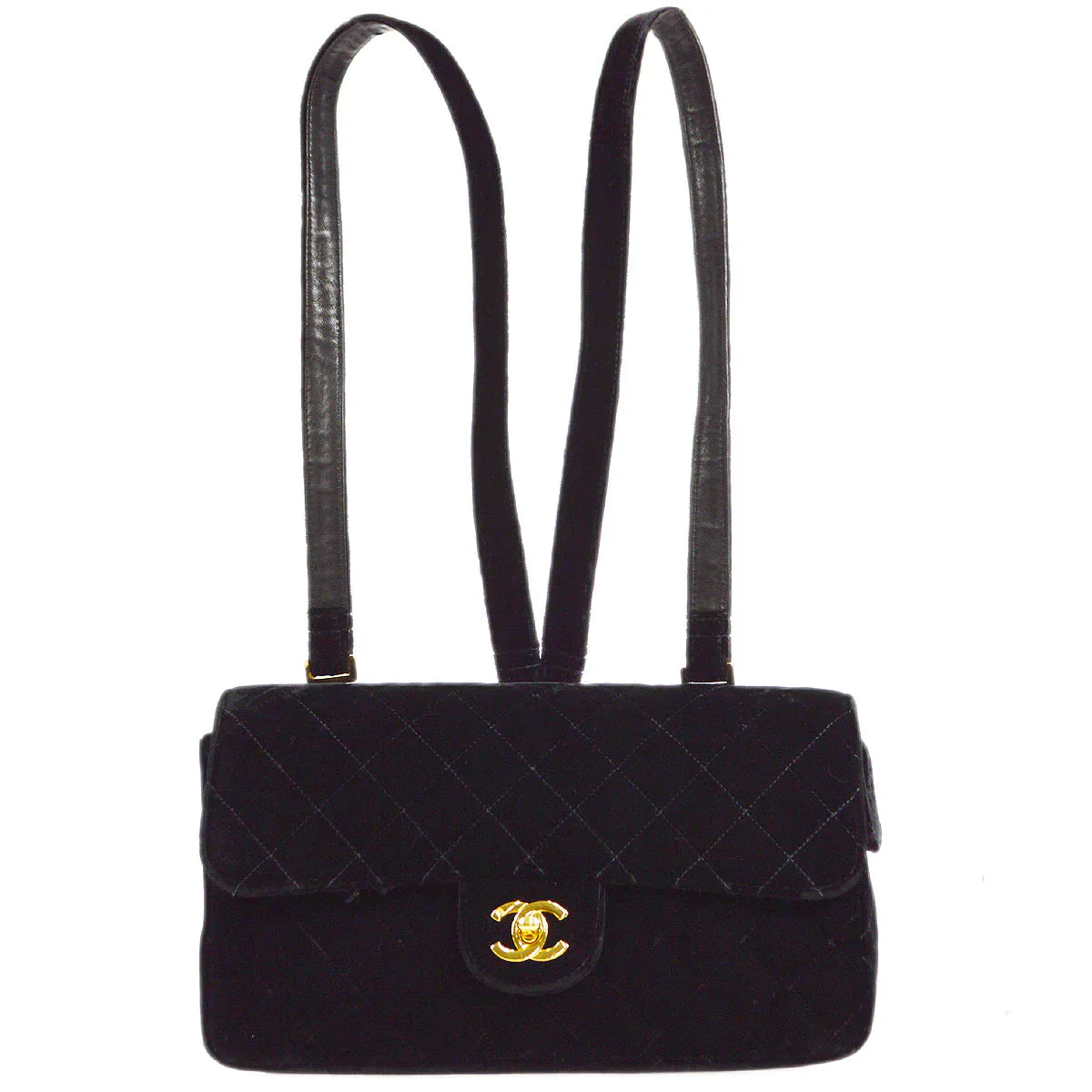 CHANEL 1994-1996 Classic Flap Backpack Black Velvet