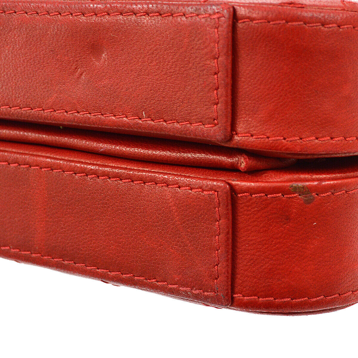 CHANEL 1996-1997 Diamond Box Vanity Shoulder Bag Red Lambskin