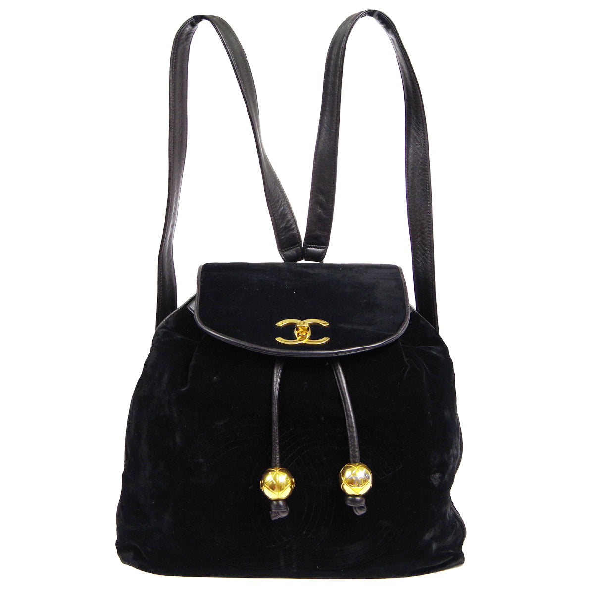 CHANEL 1991-1994 Backpack Black Velvet