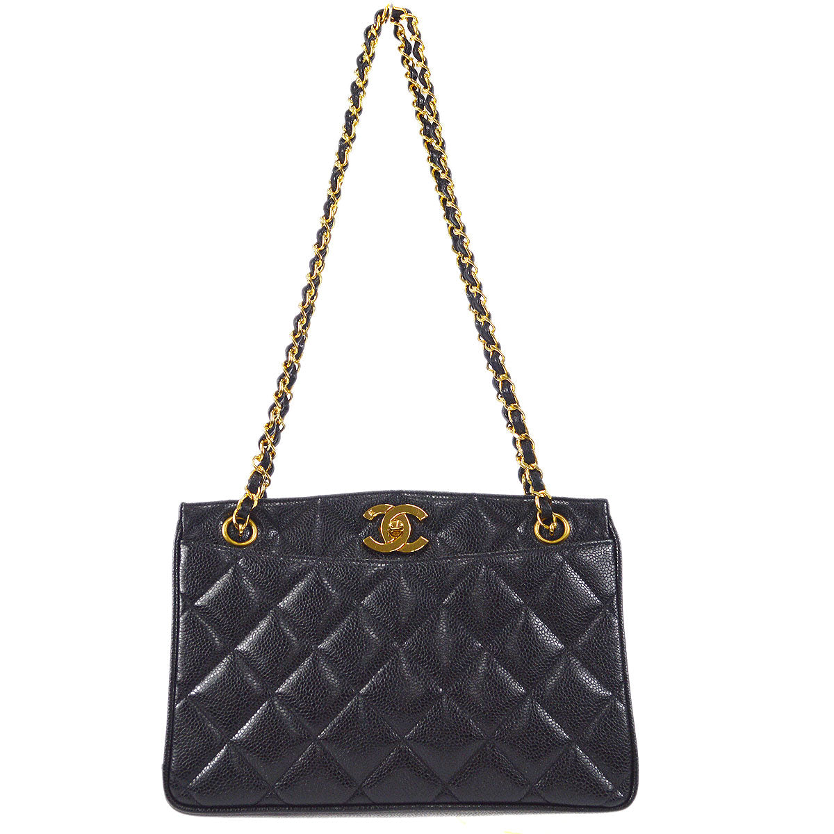 CHANEL 1994-1996 Pocket Tote Medium Black Caviar
