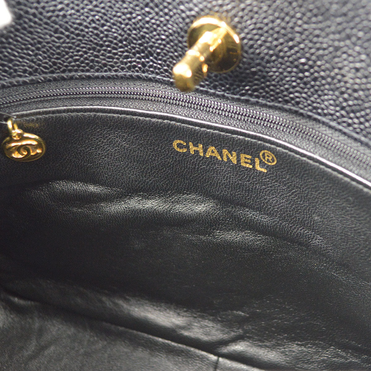 CHANEL 1994-1996 Pocket Tote Medium Black Caviar