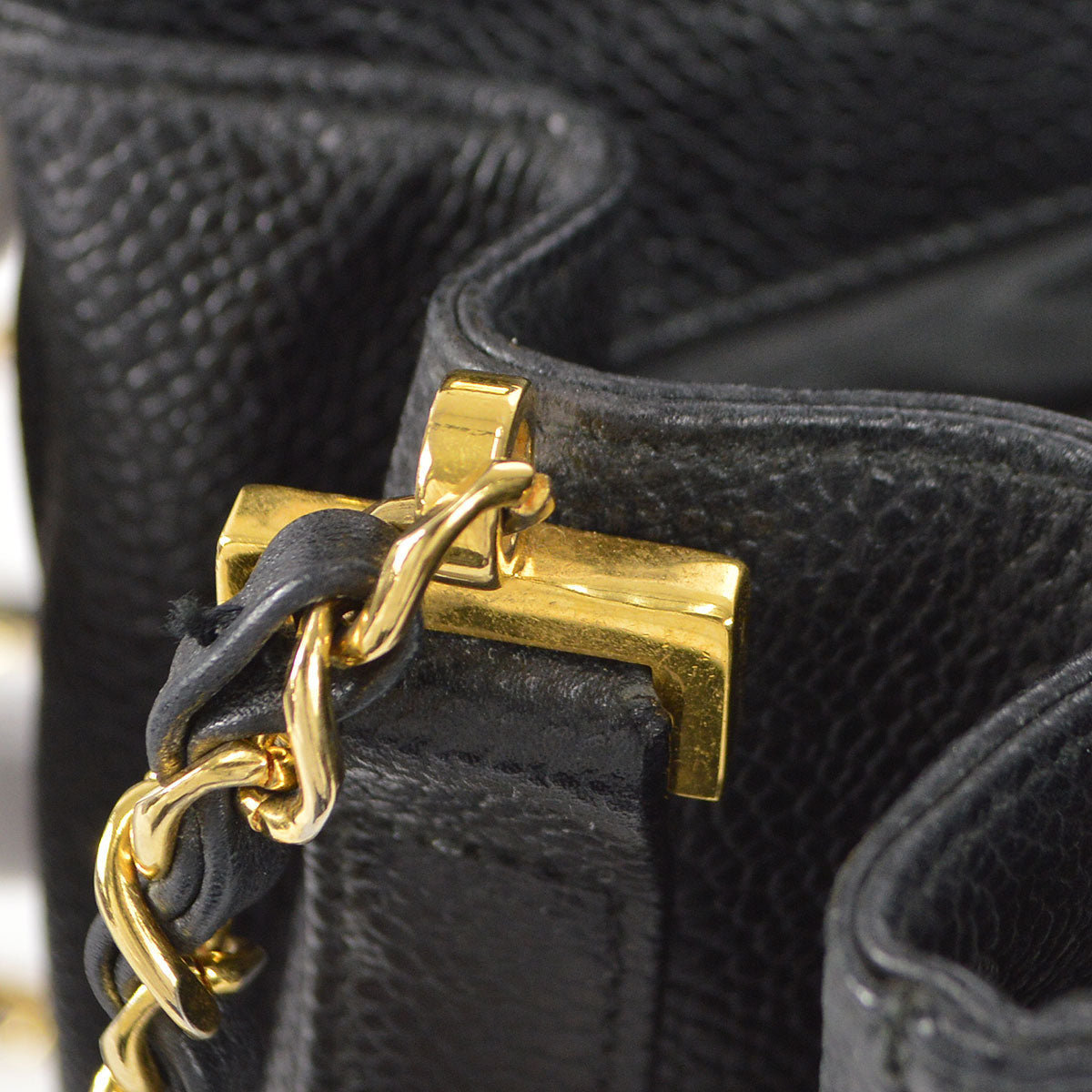 CHANEL 1986-1988 Round Flap Shoulder Bag Black Caviar