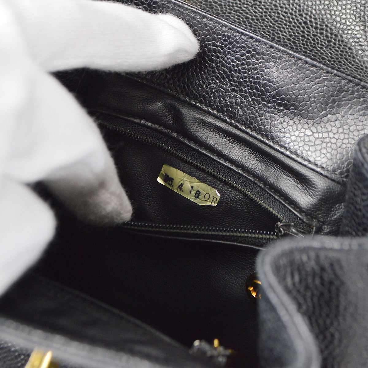 CHANEL 1986-1988 Round Flap Shoulder Bag Black Caviar