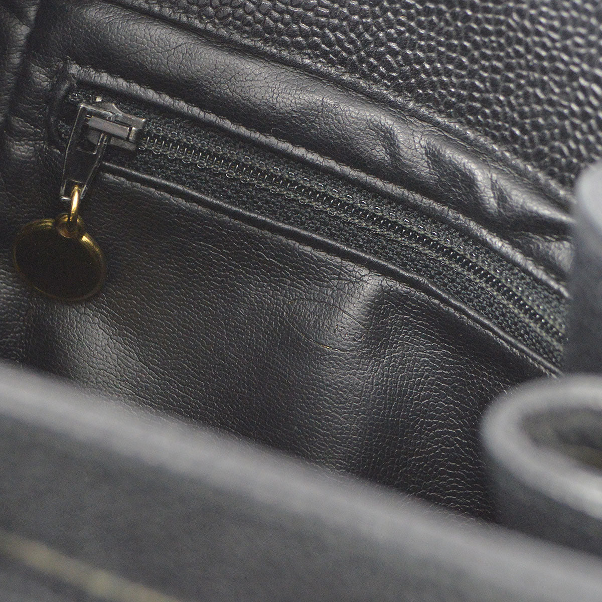 CHANEL 1986-1988 Round Flap Shoulder Bag Black Caviar