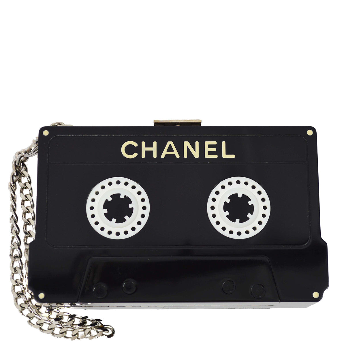 Chanel * 2004 Spring Black Acrylic Cassette Tape Clutch Bag