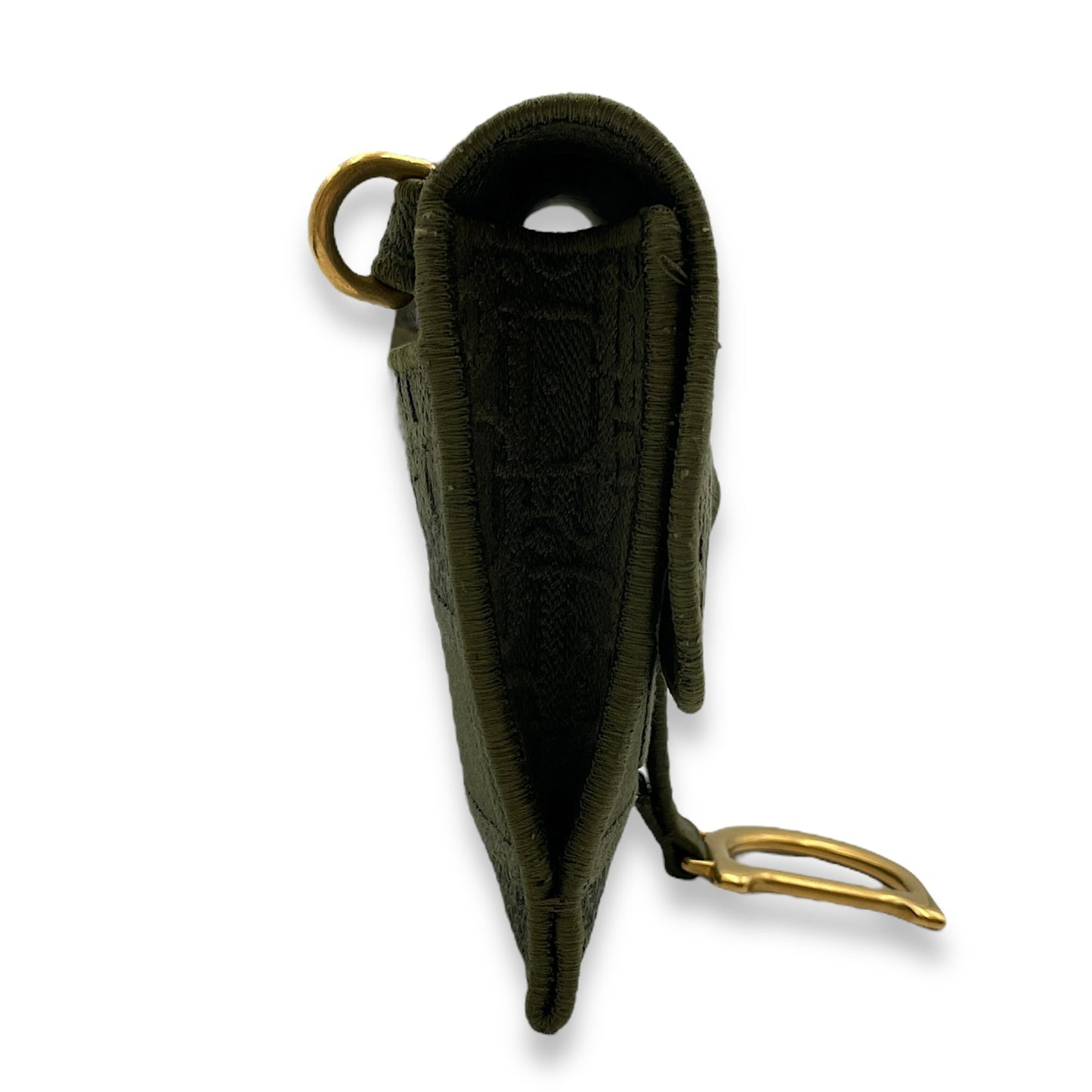 Saddle Green Crossbody Bag in Canvas, Gold hardware
