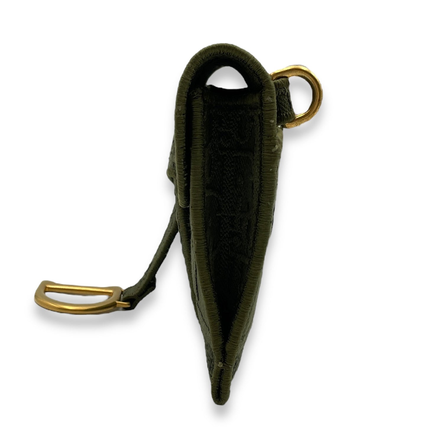 Saddle Green Crossbody Bag in Canvas, Gold hardware
