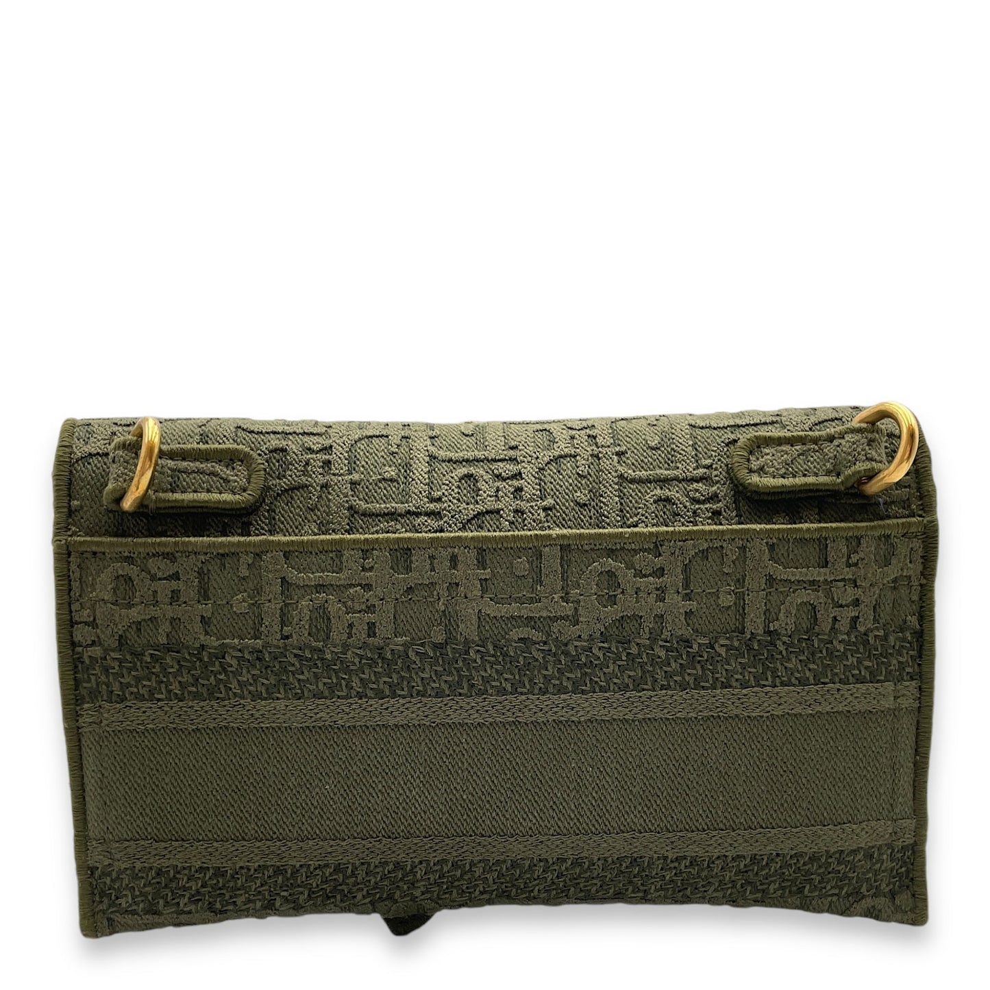 Saddle Green Crossbody Bag in Canvas, Gold hardware