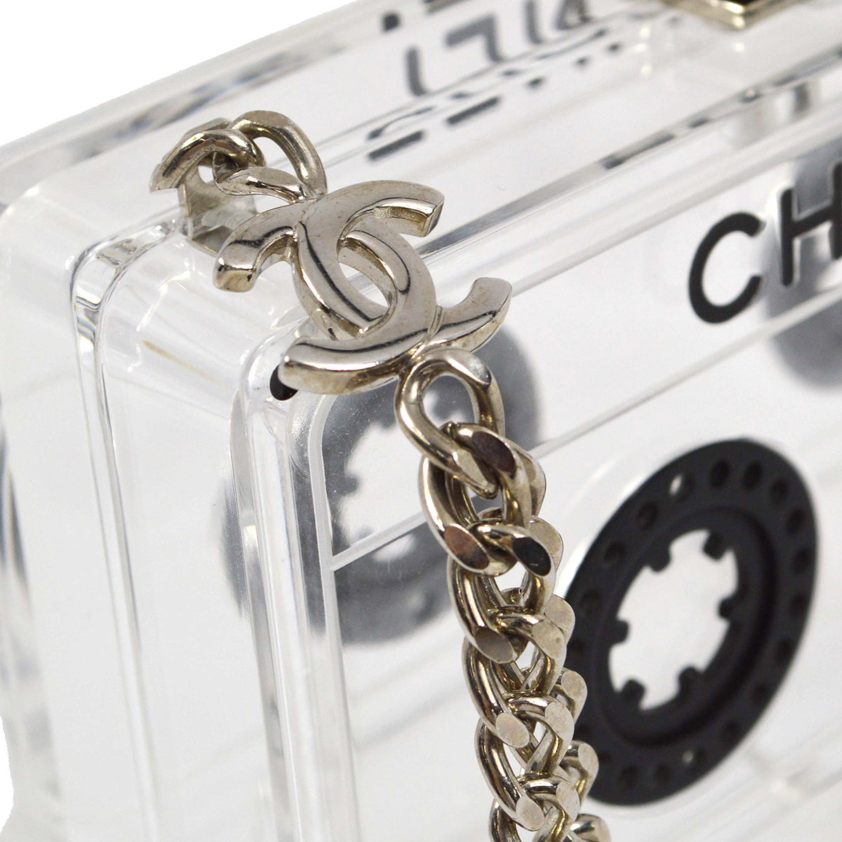 Chanel Clear Acrylic Cassette Tape Clutch Bag 04P