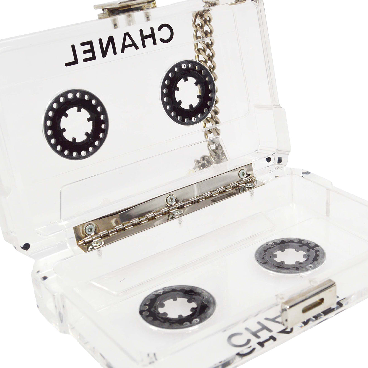 Chanel Clear Acrylic Cassette Tape Clutch Bag 04P