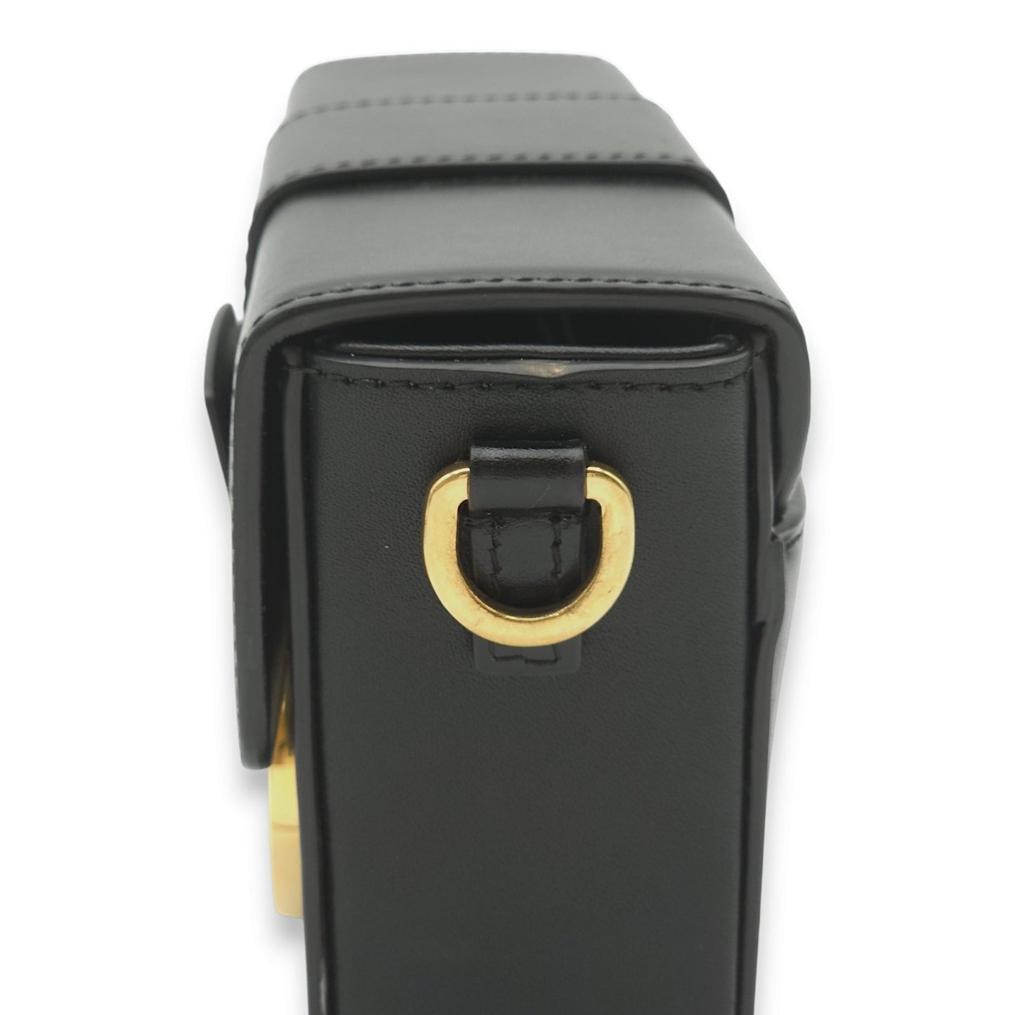 30 Montaigne Box Black Crossbody Bag in Calfskin, Gold hardware