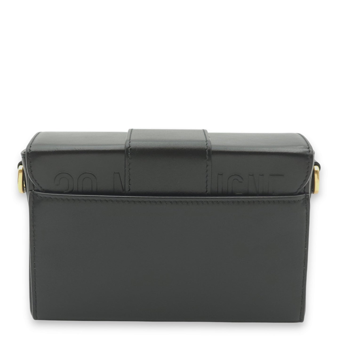 30 Montaigne Box Black Crossbody Bag in Calfskin, Gold hardware