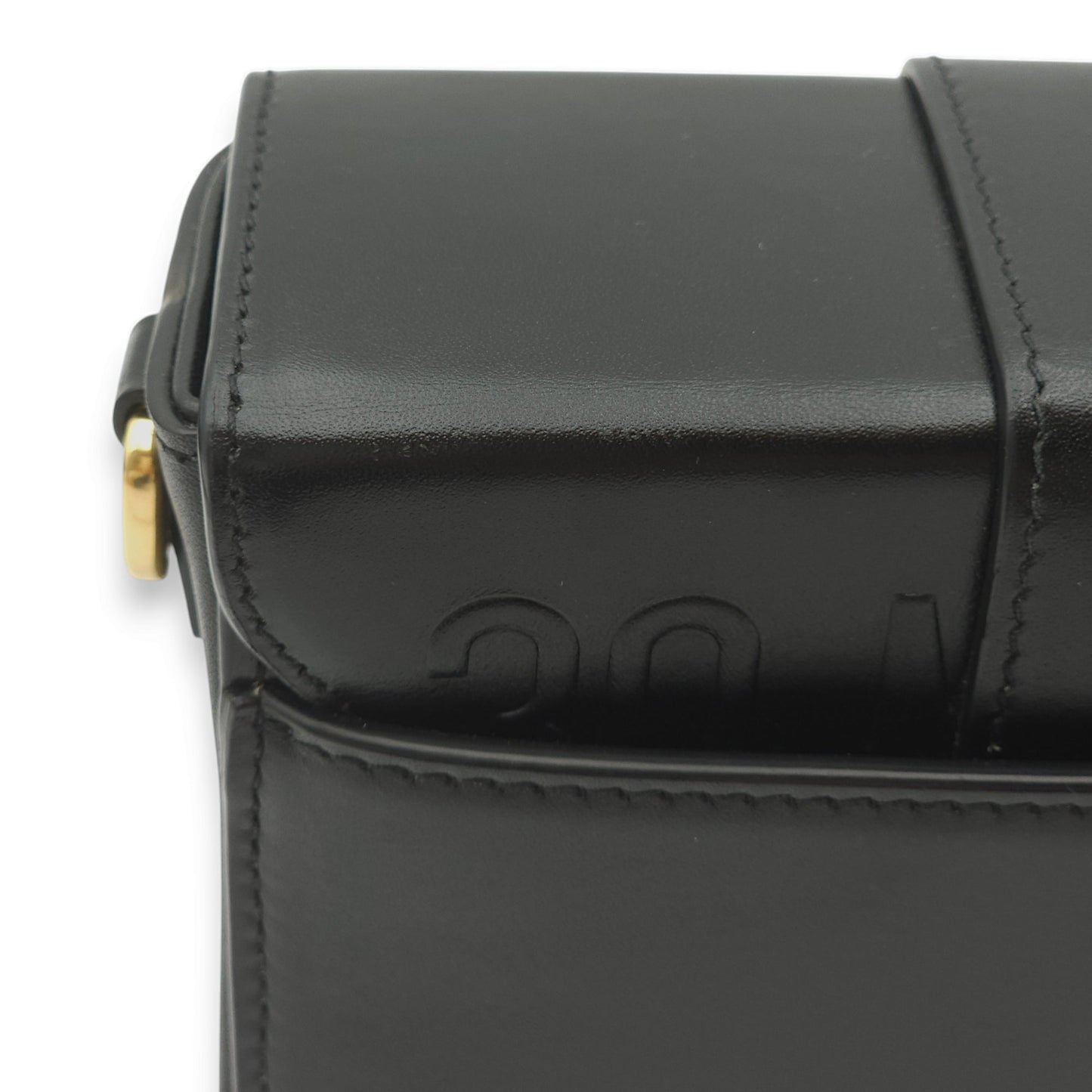 30 Montaigne Box Black Crossbody Bag in Calfskin, Gold hardware