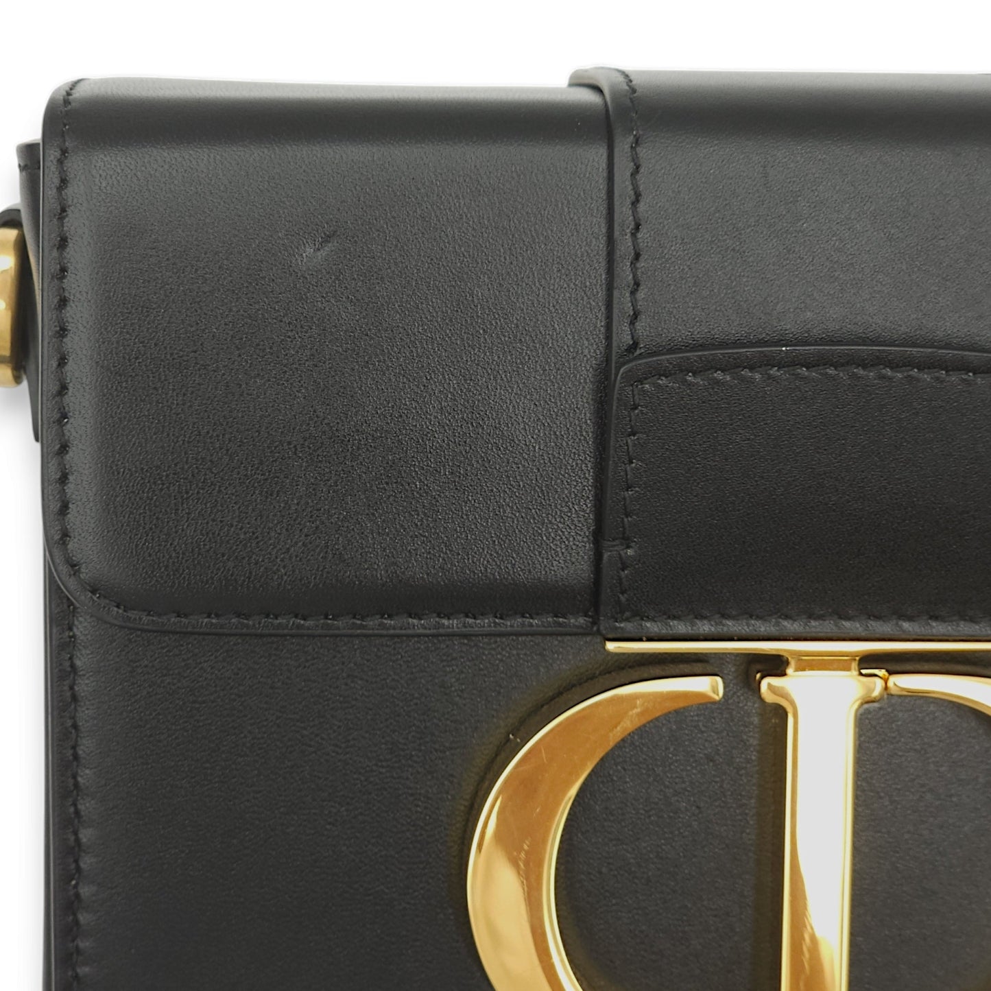 30 Montaigne Box Black Crossbody Bag in Calfskin, Gold hardware