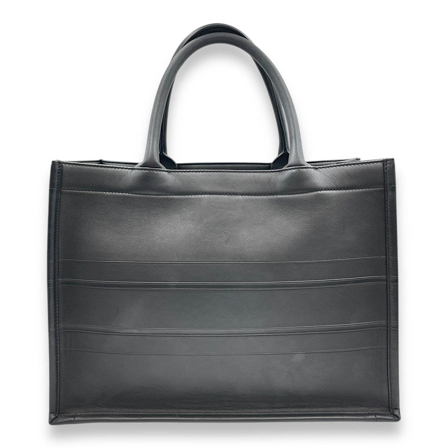 Book Tote Medium Black Top Handle Bag in Calfskin