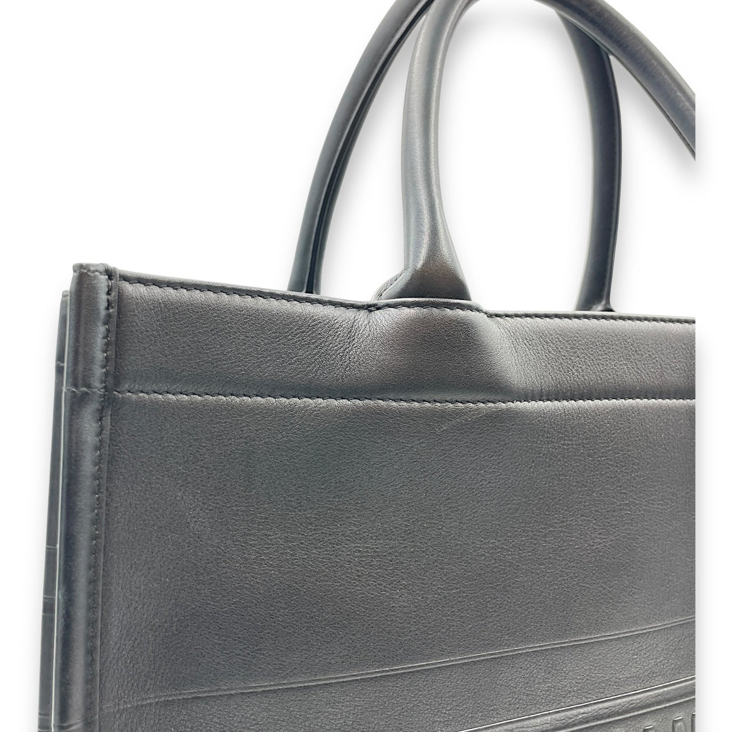 Book Tote Medium Black Top Handle Bag in Calfskin