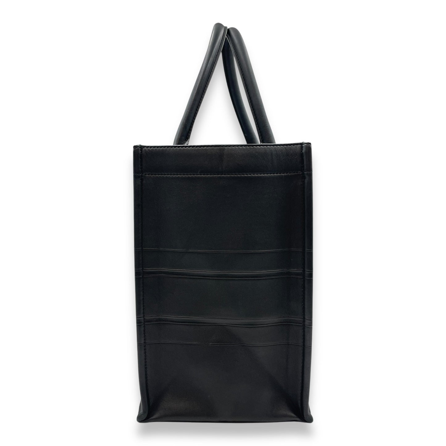 Book Tote Medium Black Top Handle Bag in Calfskin