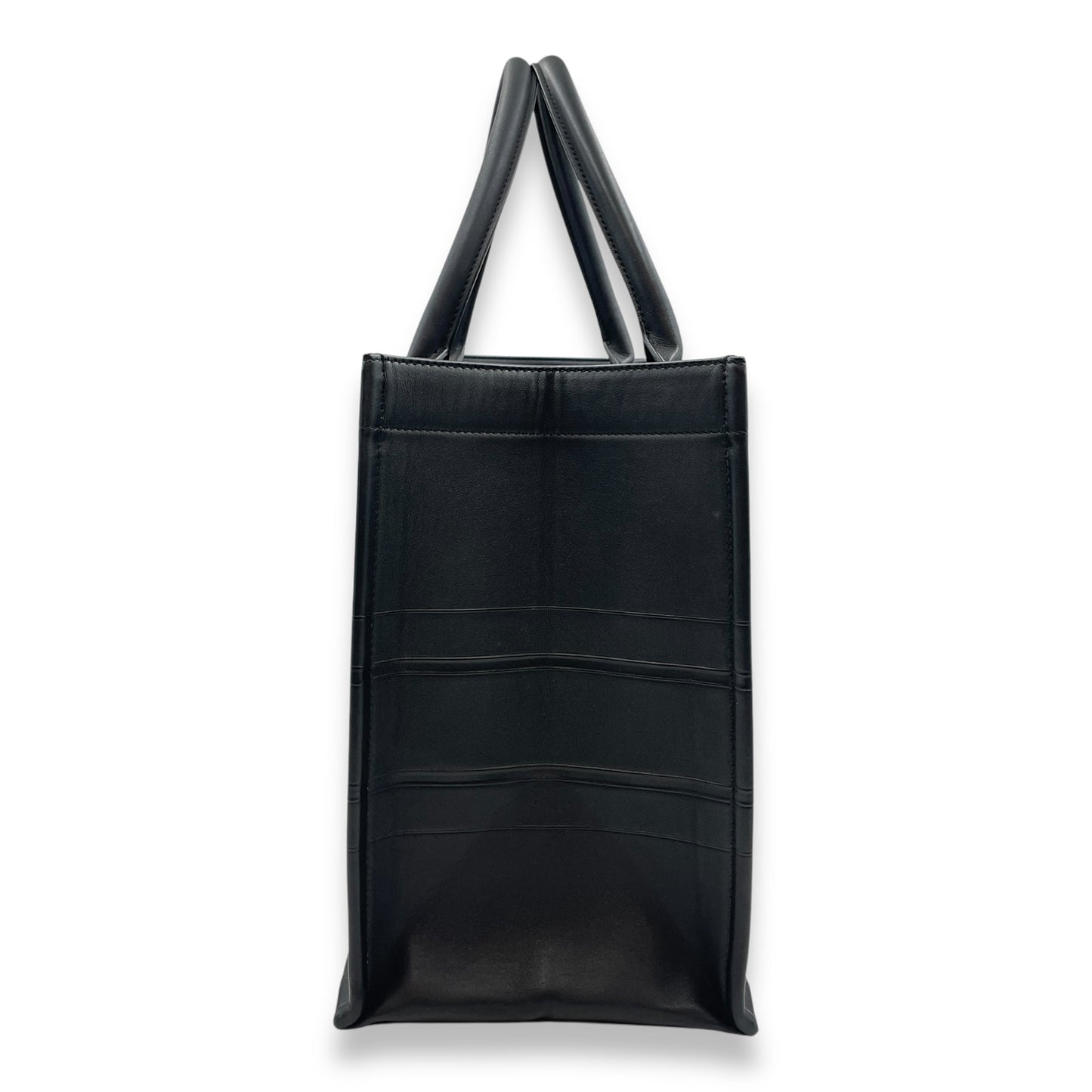 Book Tote Medium Black Top Handle Bag in Calfskin