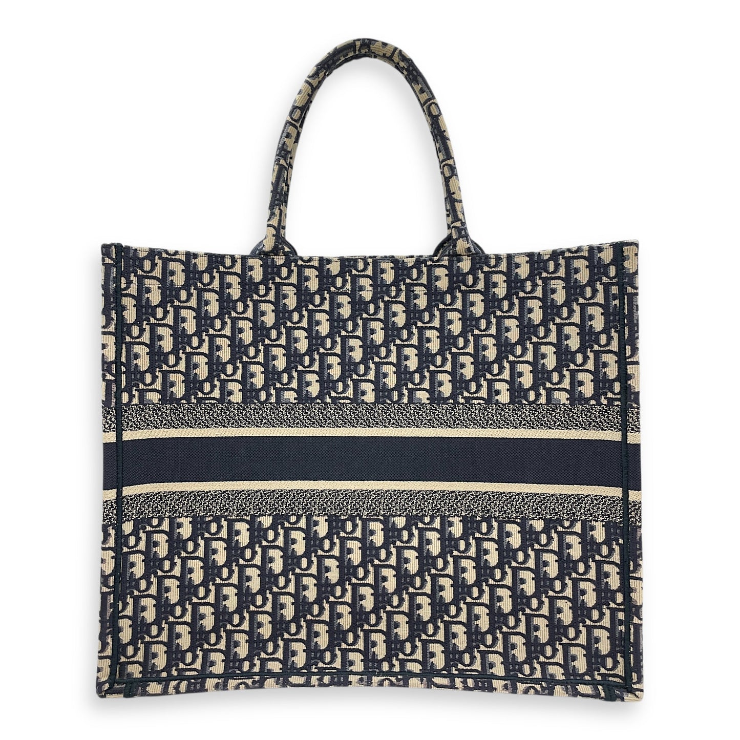 Oblique Book Tote Large Blue Shoulder Bag in Canvas