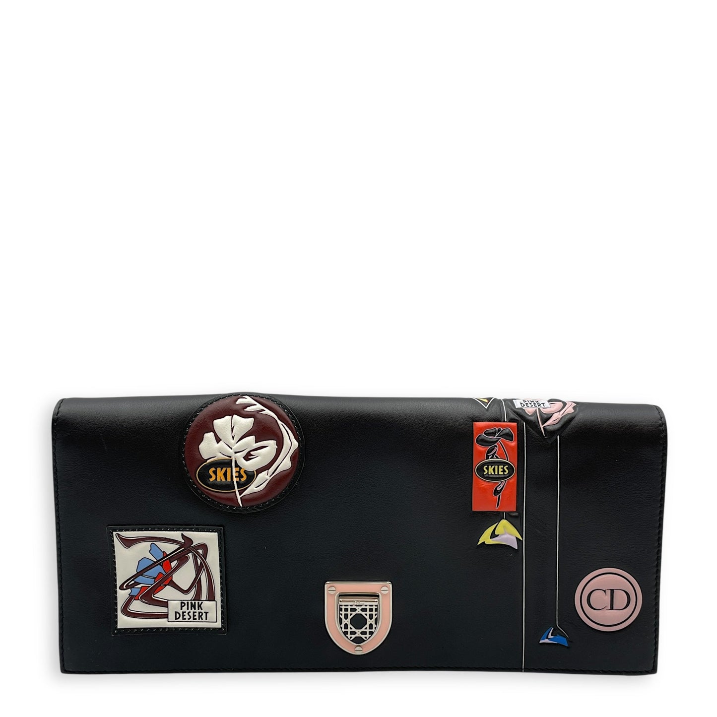 Paradise Diorama (2016) Black Clutch in Calfskin, Silver hardware