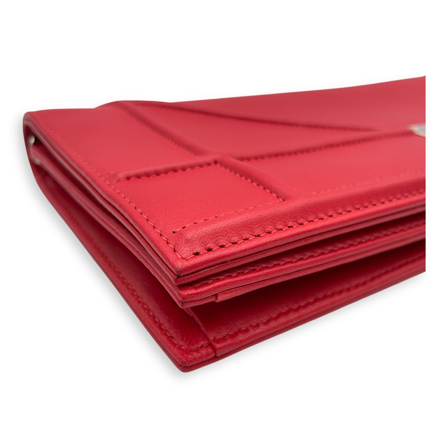 Diorama Red Crossbody Bag in Lambskin, Silver hardware