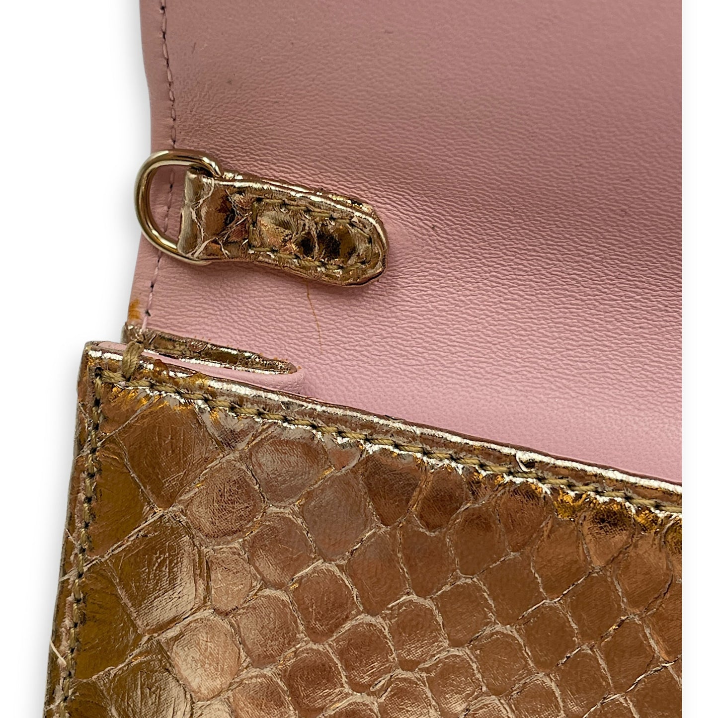 Lady Dior Gold Clutch in Python, Gold hardware