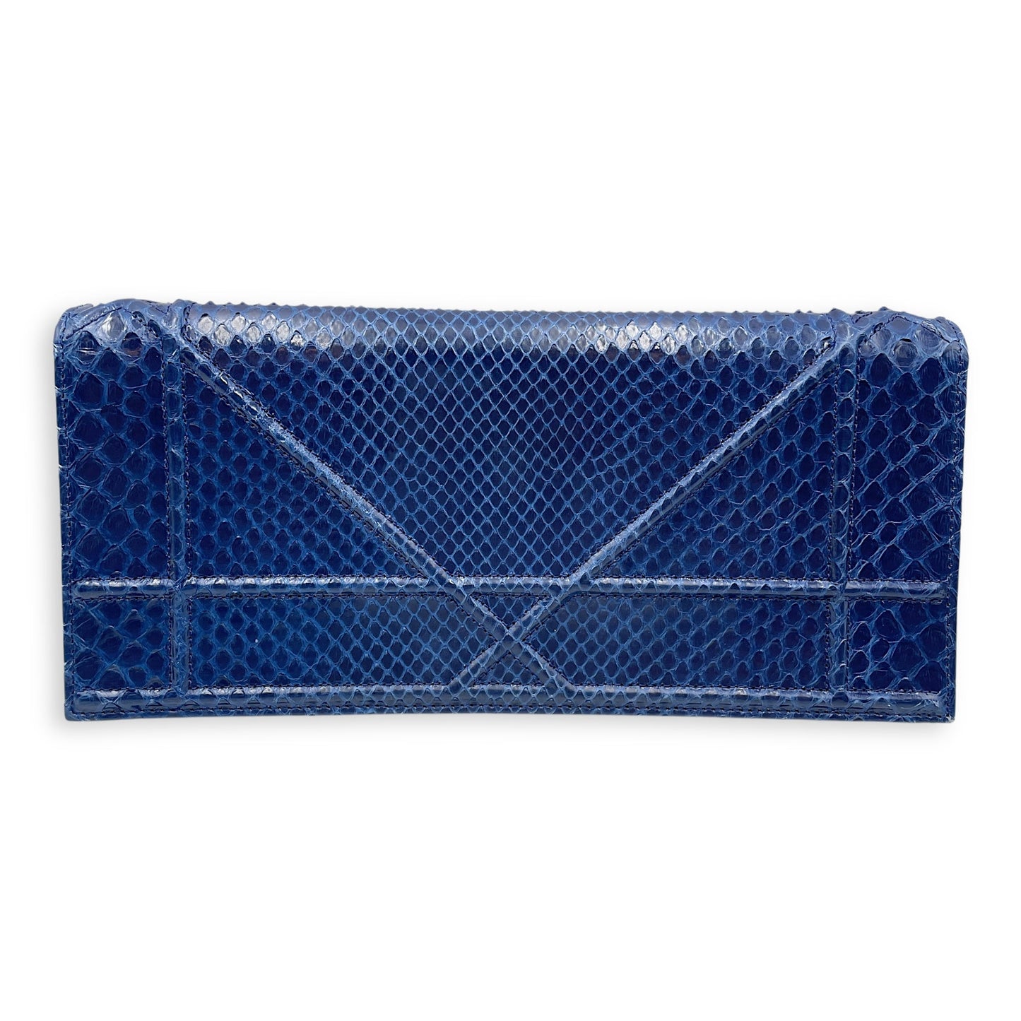 Diorama Blue Clutch in Python, Silver hardware