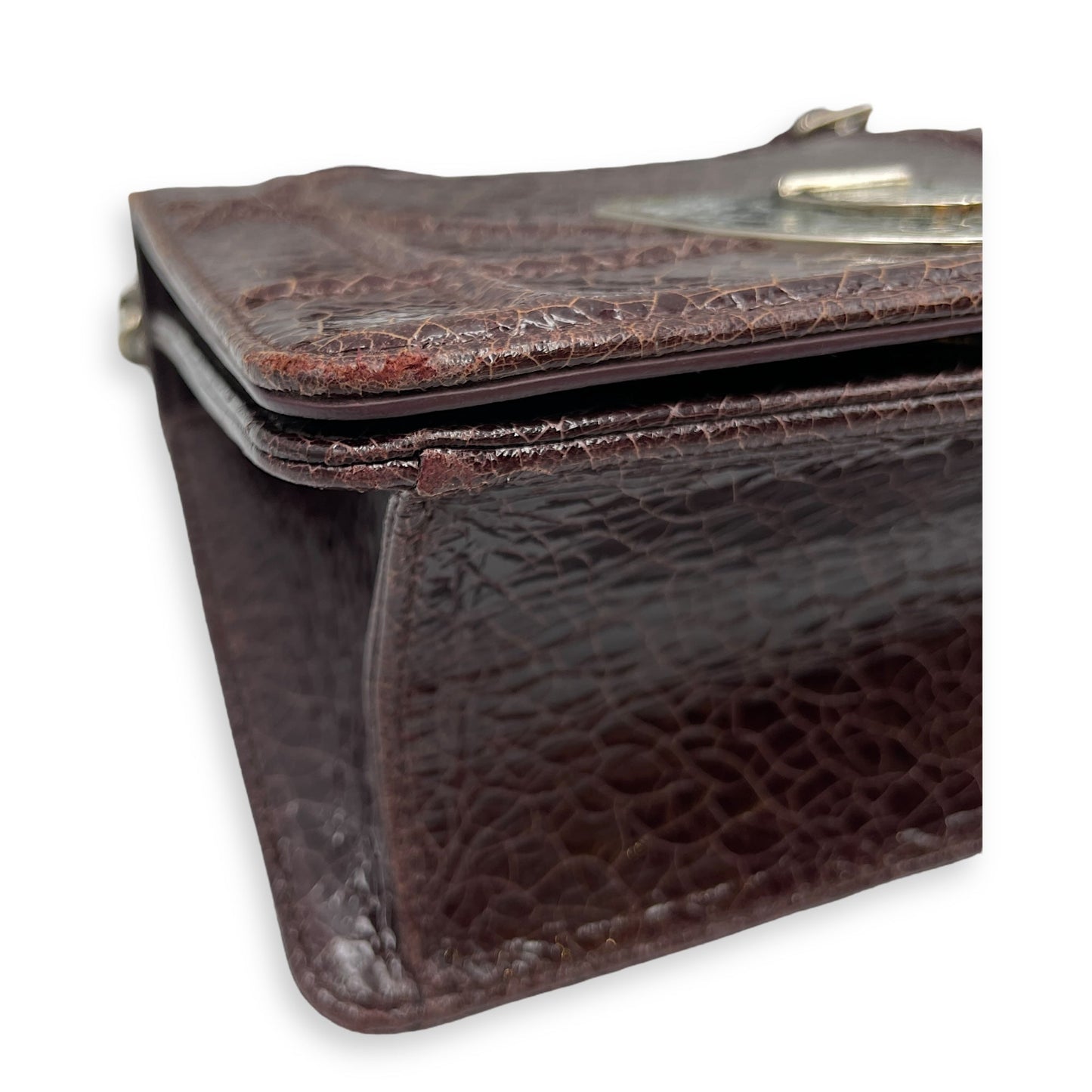 Ceramic Effect Leather Diorma Club Burgundy Crossbody Bag in Calfskin, Silver hardware