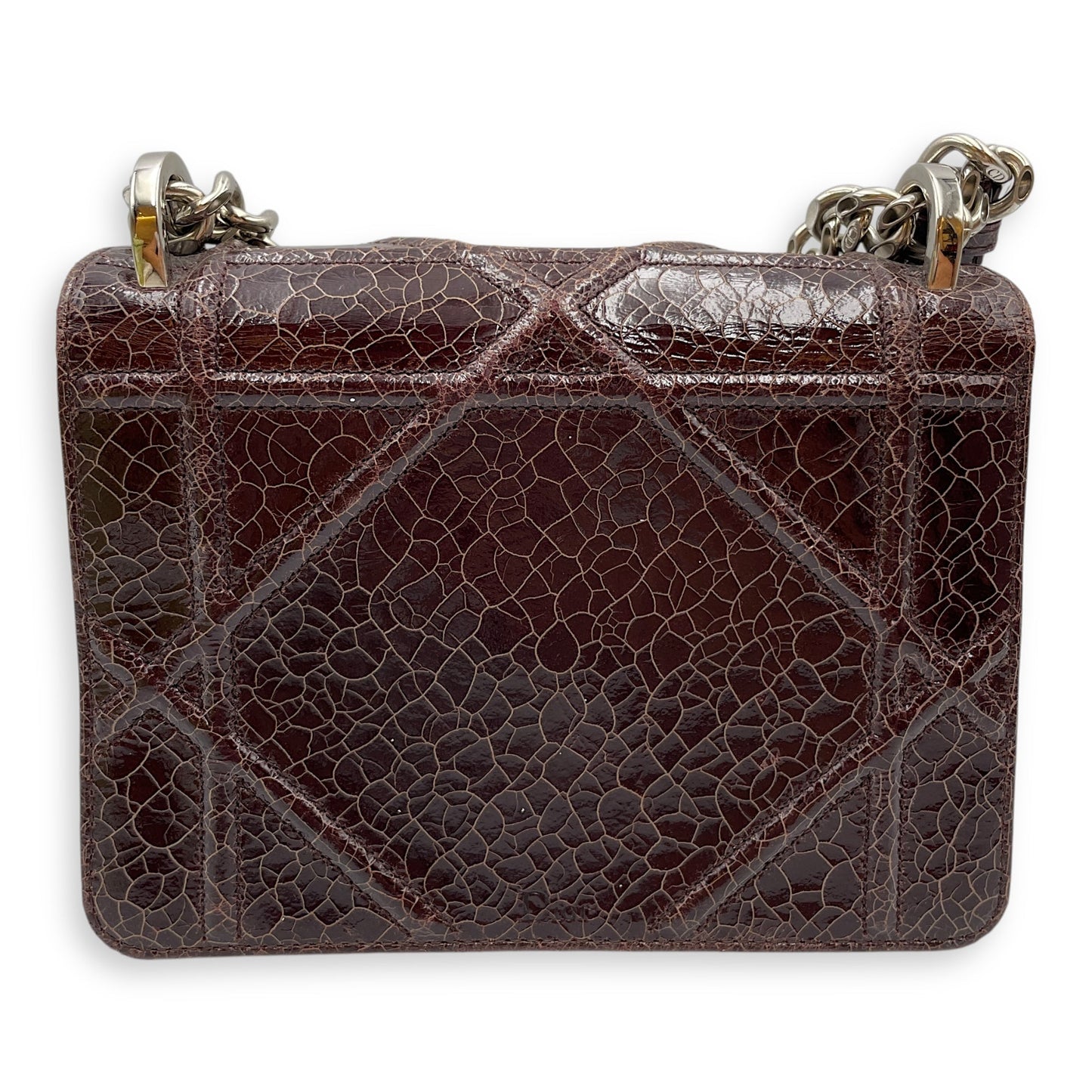 Ceramic Effect Leather Diorma Club Burgundy Crossbody Bag in Calfskin, Silver hardware